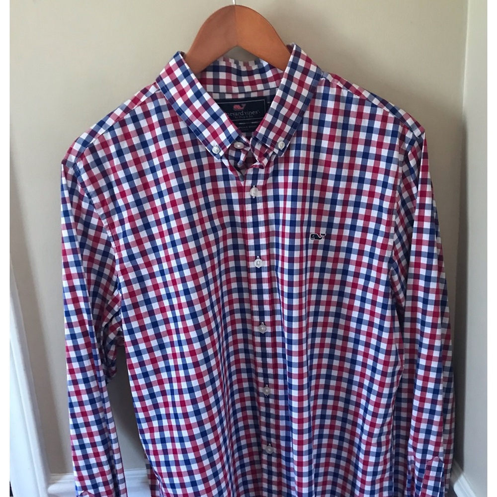 Vineyard Vines Slim Fit Whale shirt Patriotic Red White & Blue Large